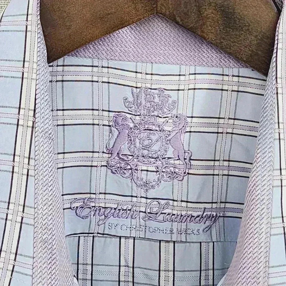 English Laundry Button down Long sleeve Dress shirt Men's 16.5 Plaid 2331P - Picture 4 of 7